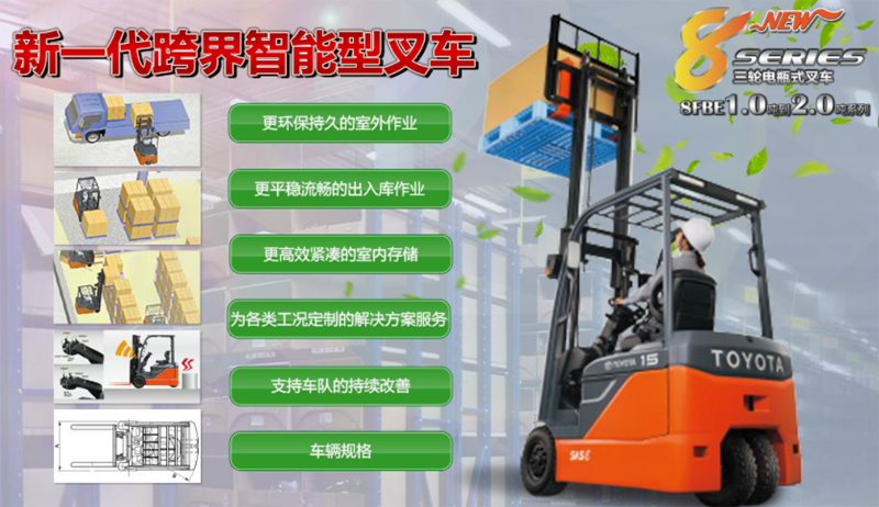 豐田：電動三輪平衡重叉車 8FBE10-20
